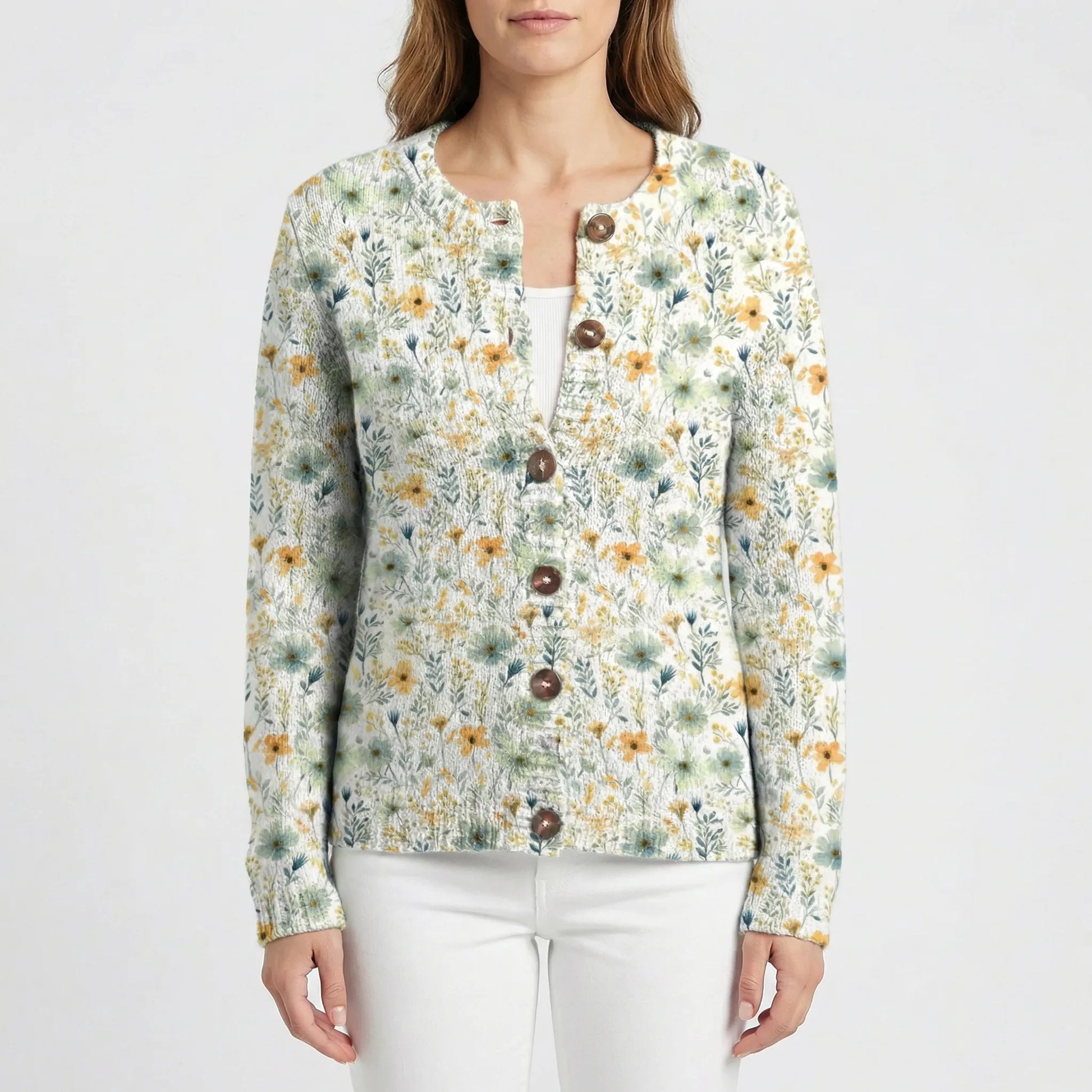 Locker Sitzende Floral Strickjacke - Dana