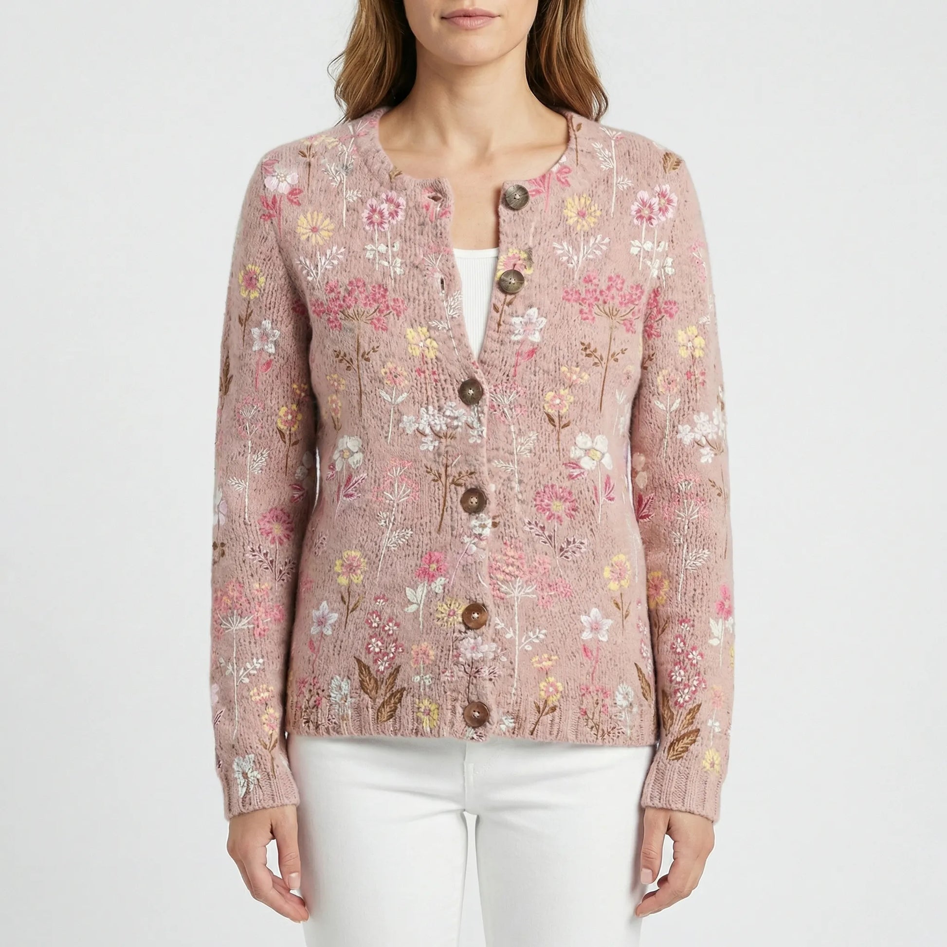 Locker Sitzende Floral Strickjacke - Dana