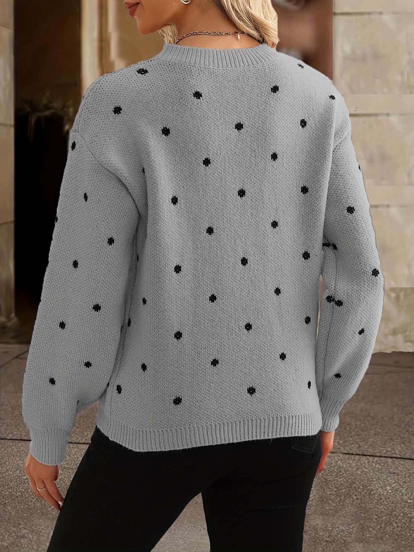Locker Sitzender Pullover Mit Punktmuster - Sahra