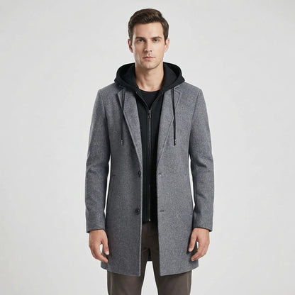 Long Line Hooded Men's Coat - Hugo
