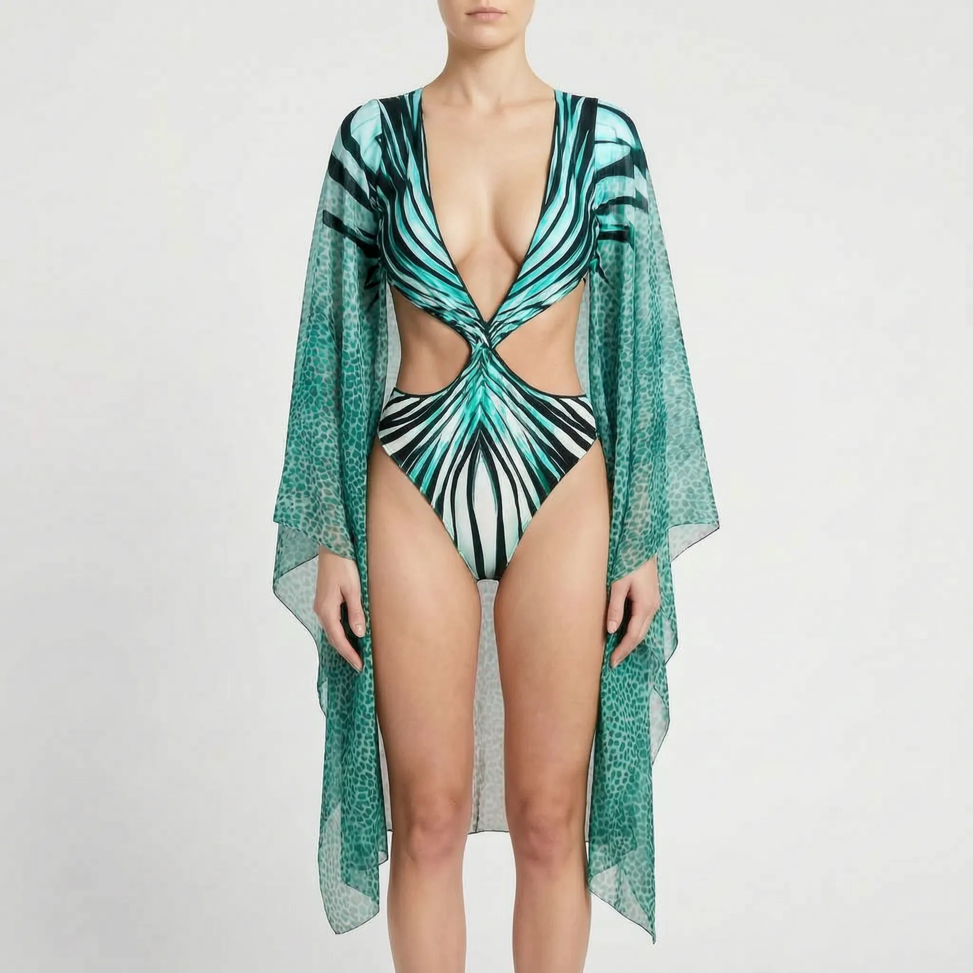 Long Sleeve Cutout Monokini - Tropina