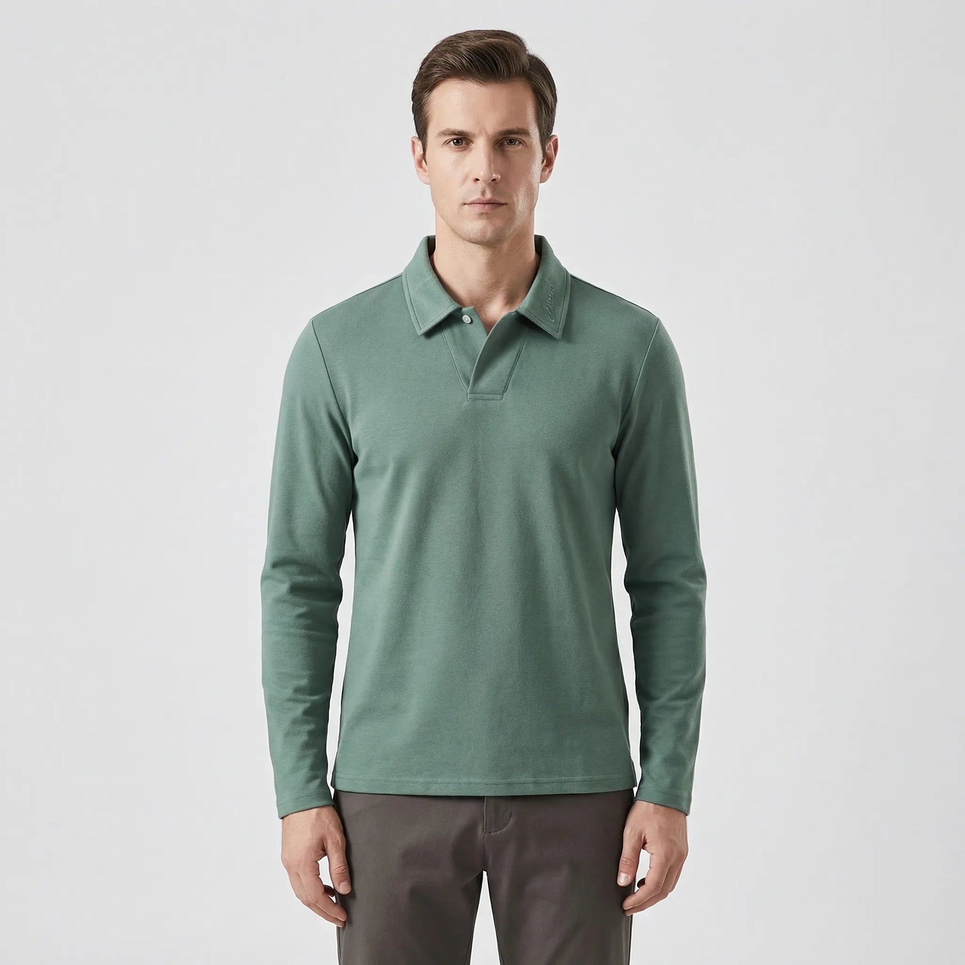 Long Sleeve Turn-Down Collar Polo - Carlton