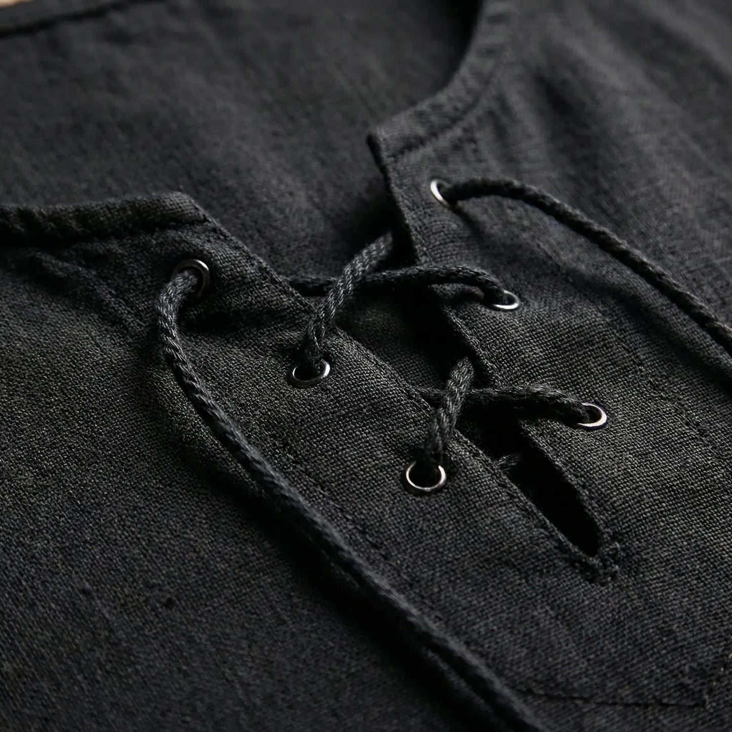 Loose V-Neck Lace-Up Pullover Top - Ian