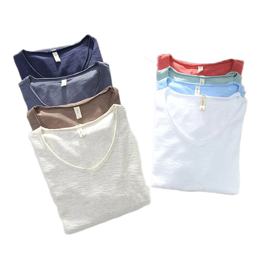 Lichte linnen V-hals shirt heren – Ademend & Zomerachtig – Thilo