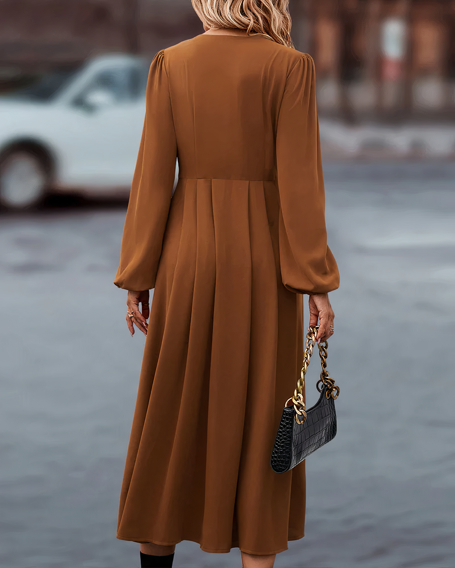 Maxi Herfst Jurk met Knoopsluiting – Amira
