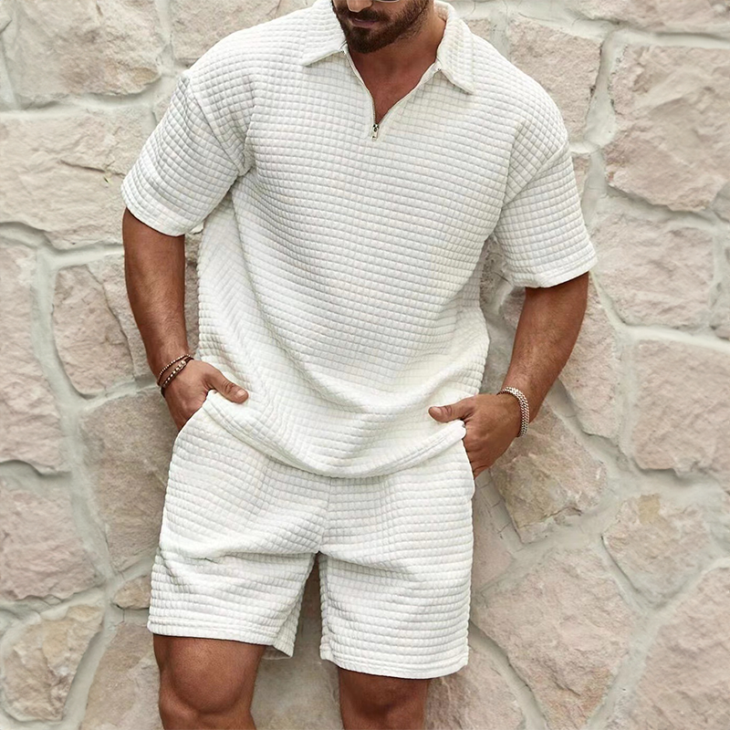 Trendy zomerset voor heren met luchtige wafelstructuur – Neil