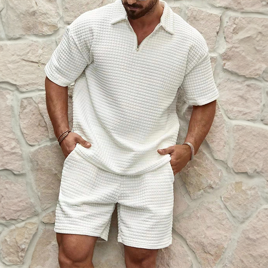 Trendy zomerset voor heren met luchtige wafelstructuur – Neil