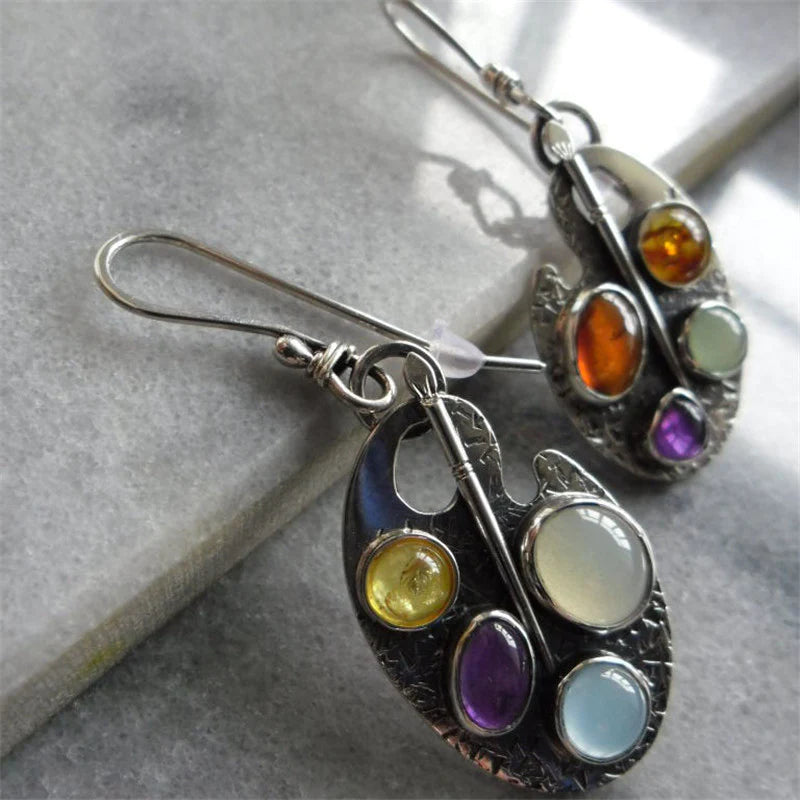 Oorbellen met Meerkleurige Steen Hanger - Levana