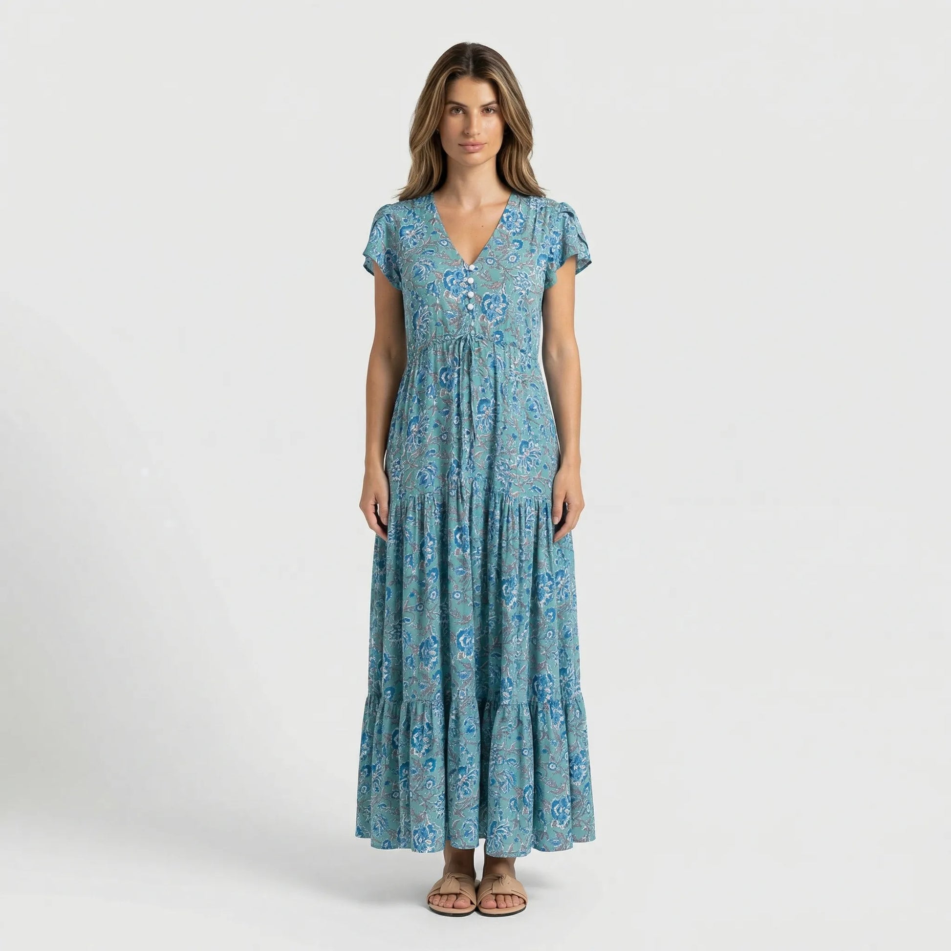 Maxi Kleid Mit V Ausschnitt - Mandy