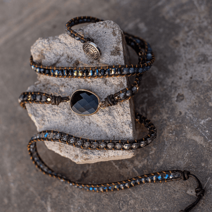 Onyx Maanlicht Beschermende Wikkelarmband - Lunara