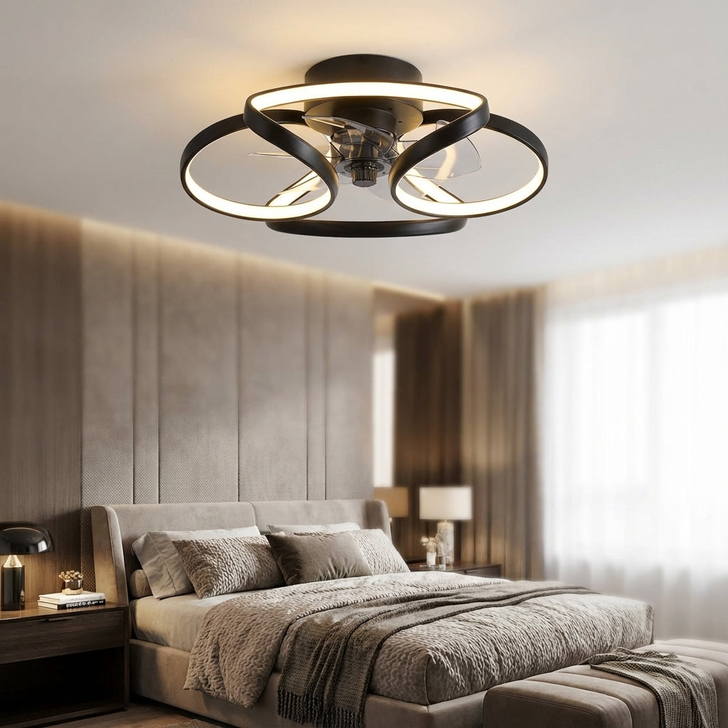 Modern Flush Mount Ceiling Fan Light -  Vintarao