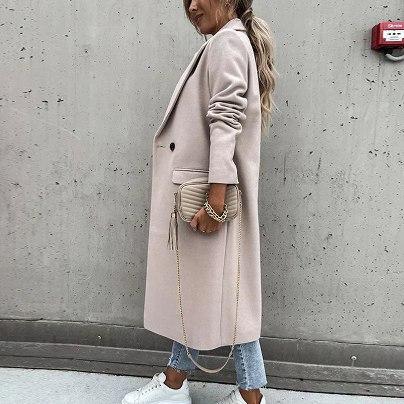 Lange damesjas met knoopsluiting – Helena