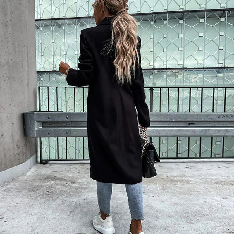 Lange damesjas met knoopsluiting – Helena