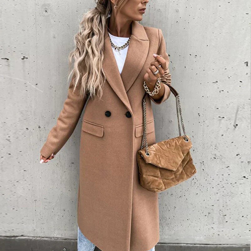Lange damesjas met knoopsluiting – Helena