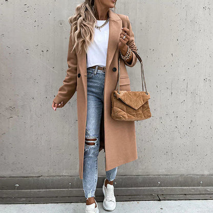 Lange damesjas met knoopsluiting – Helena