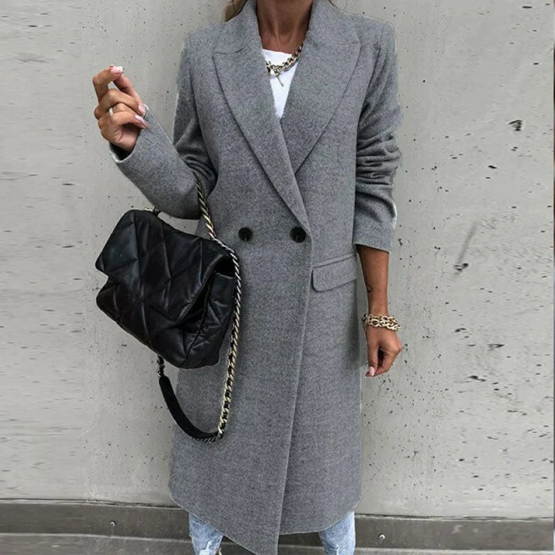 Lange damesjas met knoopsluiting – Helena