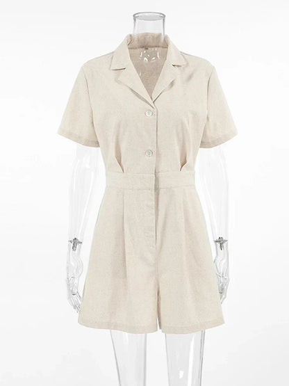 Linnen Zomerjumpsuit met Korte Mouwen – Maelis