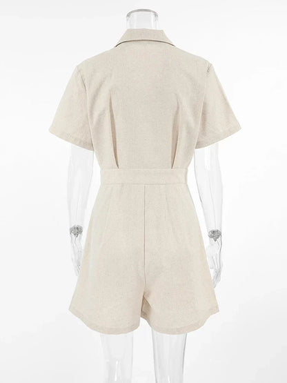 Linnen Zomerjumpsuit met Korte Mouwen – Maelis
