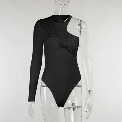 Stijlvolle dames lange mouwen bodysuit met drapeer-effect en figuuraccentuerend ontwerp – Mira