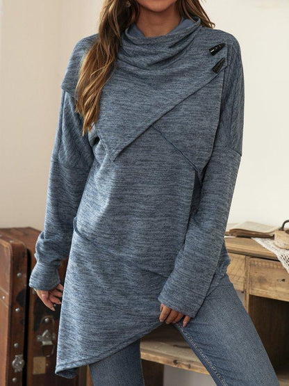Asymmetrisch Shirt met Waterval Kraag - Liora