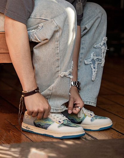 Artistieke uniseks sneakers met sterrennacht-design en comfortabele zool - Lior