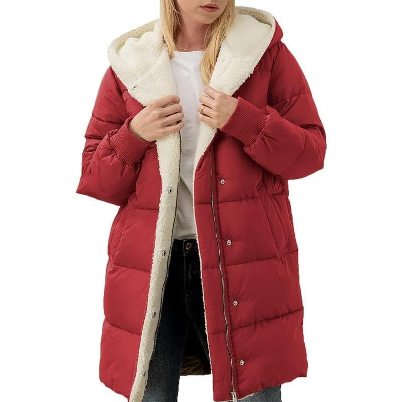 Dubbelzijdige Katoenen Dames Winterjas met Capuchon - Nina