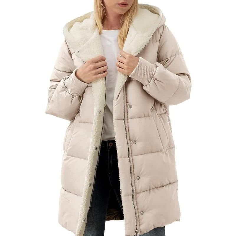 Dubbelzijdige Katoenen Dames Winterjas met Capuchon - Nina
