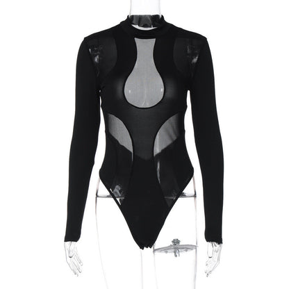 Trendy dames bodysuit met uitsneden en mesh-inzetten - Nayeli
