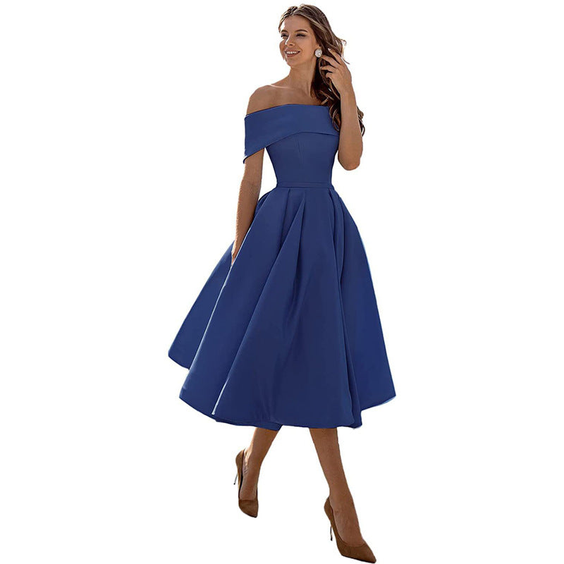 Schouderloos & Bodycon Satijnen Partyjurk - Mirella