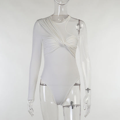 Stijlvolle dames lange mouwen bodysuit met drapeer-effect en figuuraccentuerend ontwerp – Mira