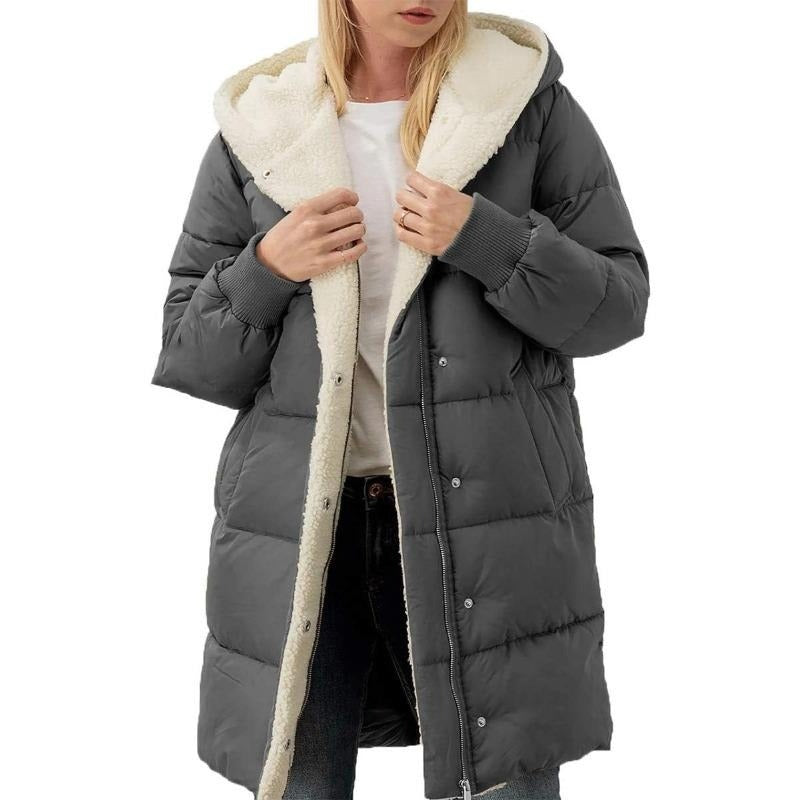 Dubbelzijdige Katoenen Dames Winterjas met Capuchon - Nina
