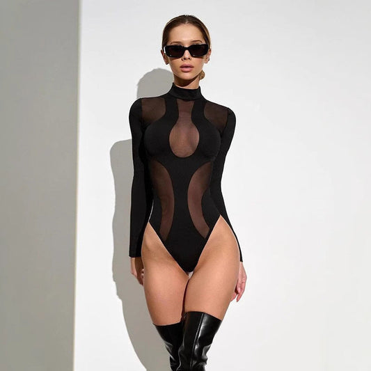 Trendy dames bodysuit met uitsneden en mesh-inzetten - Nayeli