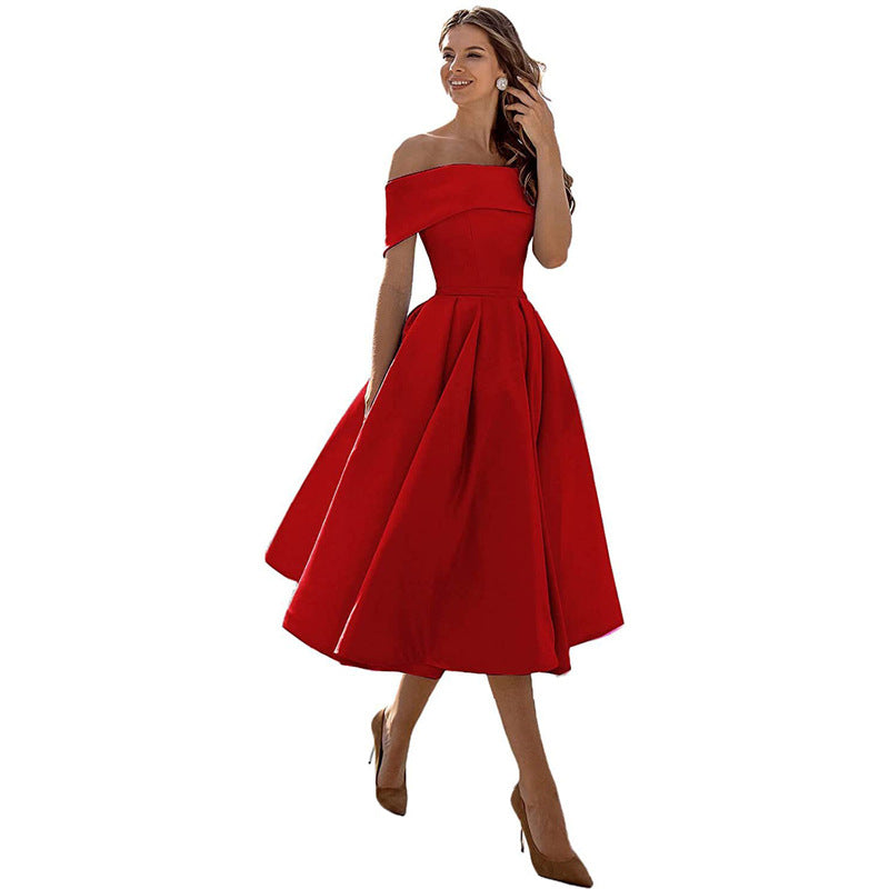 Schouderloos & Bodycon Satijnen Partyjurk - Mirella