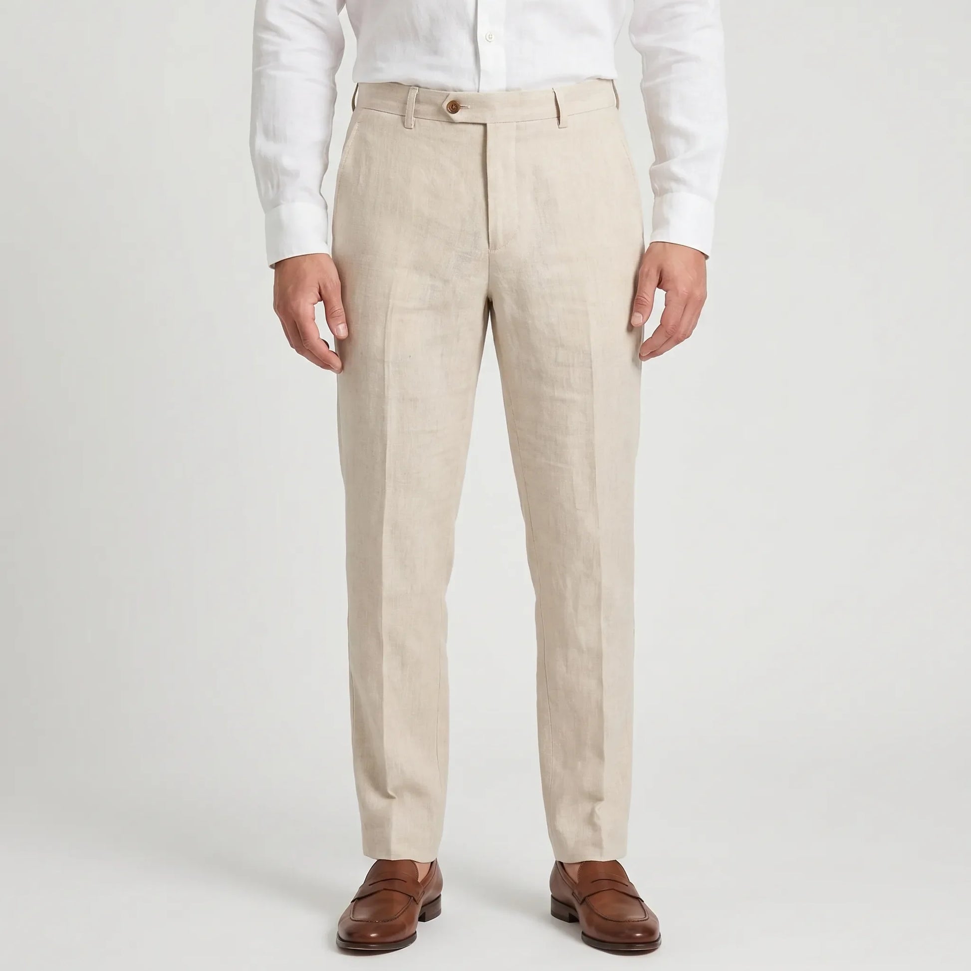 Office Wear Linen Blend Trousers -  Sheldon