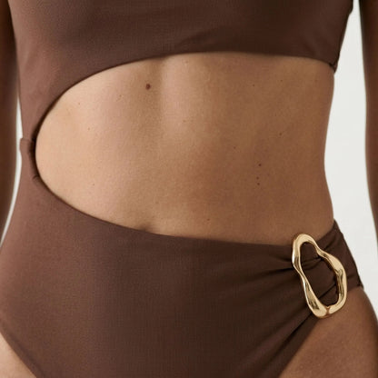One-Shoulder Cut-Out Swimsuit - Asymora