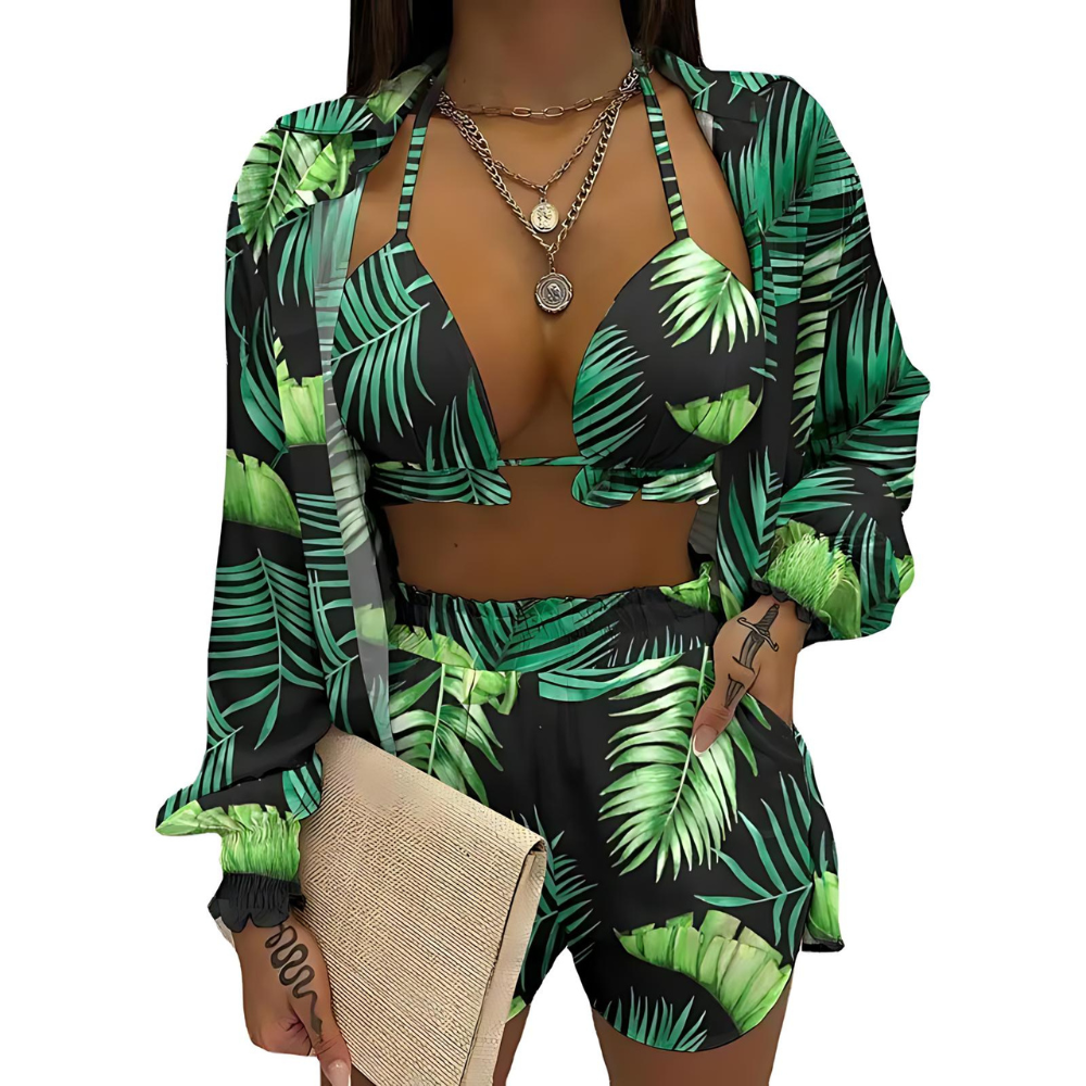 Stijlvolle 3-delige zomeroutfit voor strand en zwembad - TropenGlow