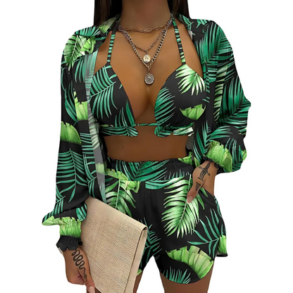 Stijlvolle 3-delige zomeroutfit voor strand en zwembad - TropenGlow