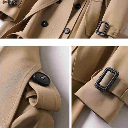 Trendy Dames Trenchcoat met Dubbele Knopen - Celina