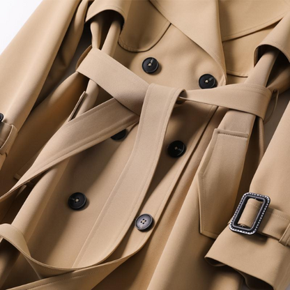 Trendy Dames Trenchcoat met Dubbele Knopen - Celina