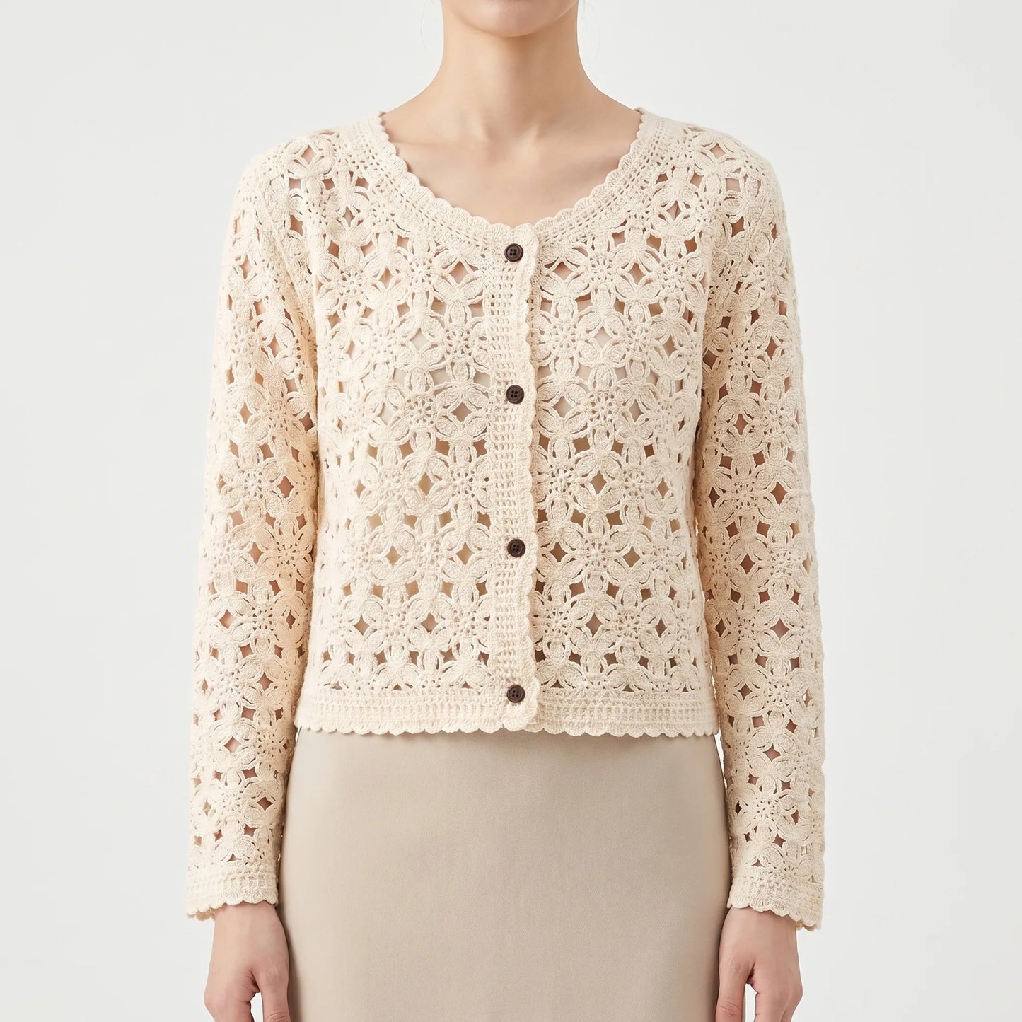 Openwork Crochet Cardigan -  Lorena