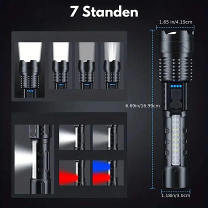 PowerBeam militaire zaklamp in zwart, detail