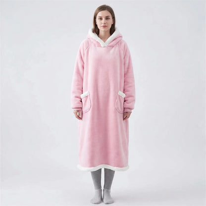 Oversized Hooded Blanket With Front Pocket - Lola