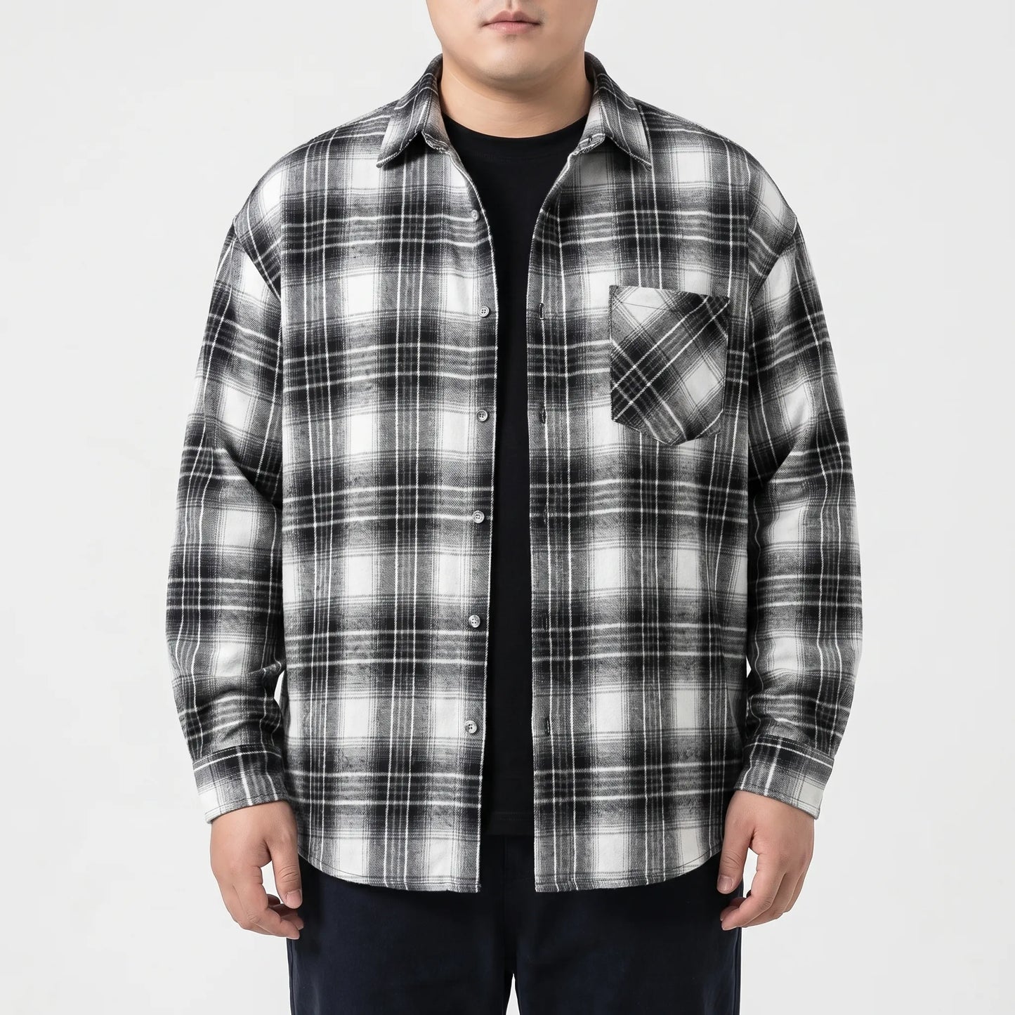 Oversized Plaid Long Sleeve Shirt - Raymond