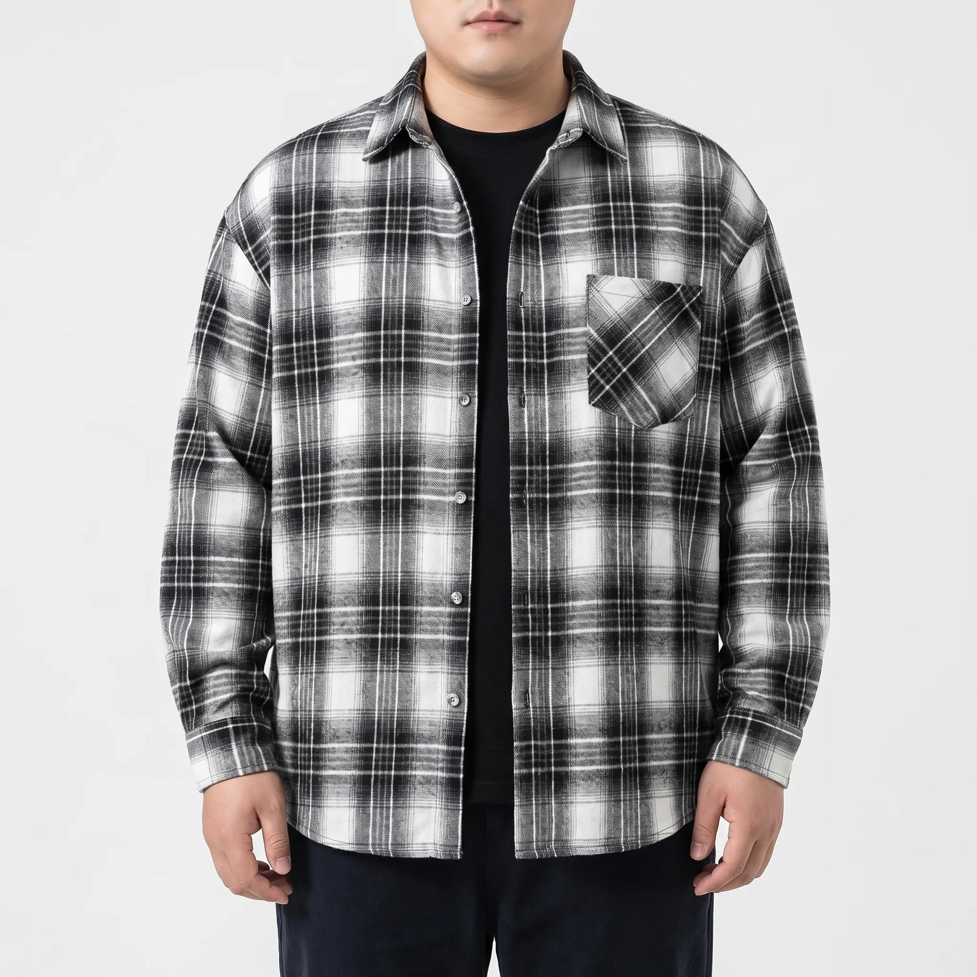 Oversized Plaid Long Sleeve Shirt - Raymond