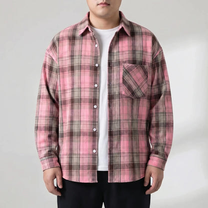Oversized Plaid Long Sleeve Shirt - Raymond