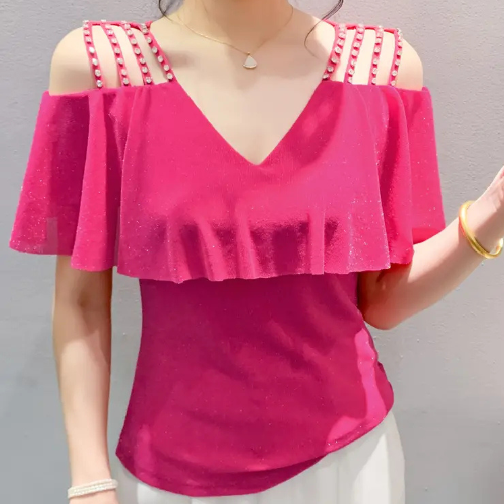 Modieuze V-Hals Blouse voor Dames - Elvira