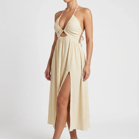 Plunging V-Neck Summer Dress - Florence