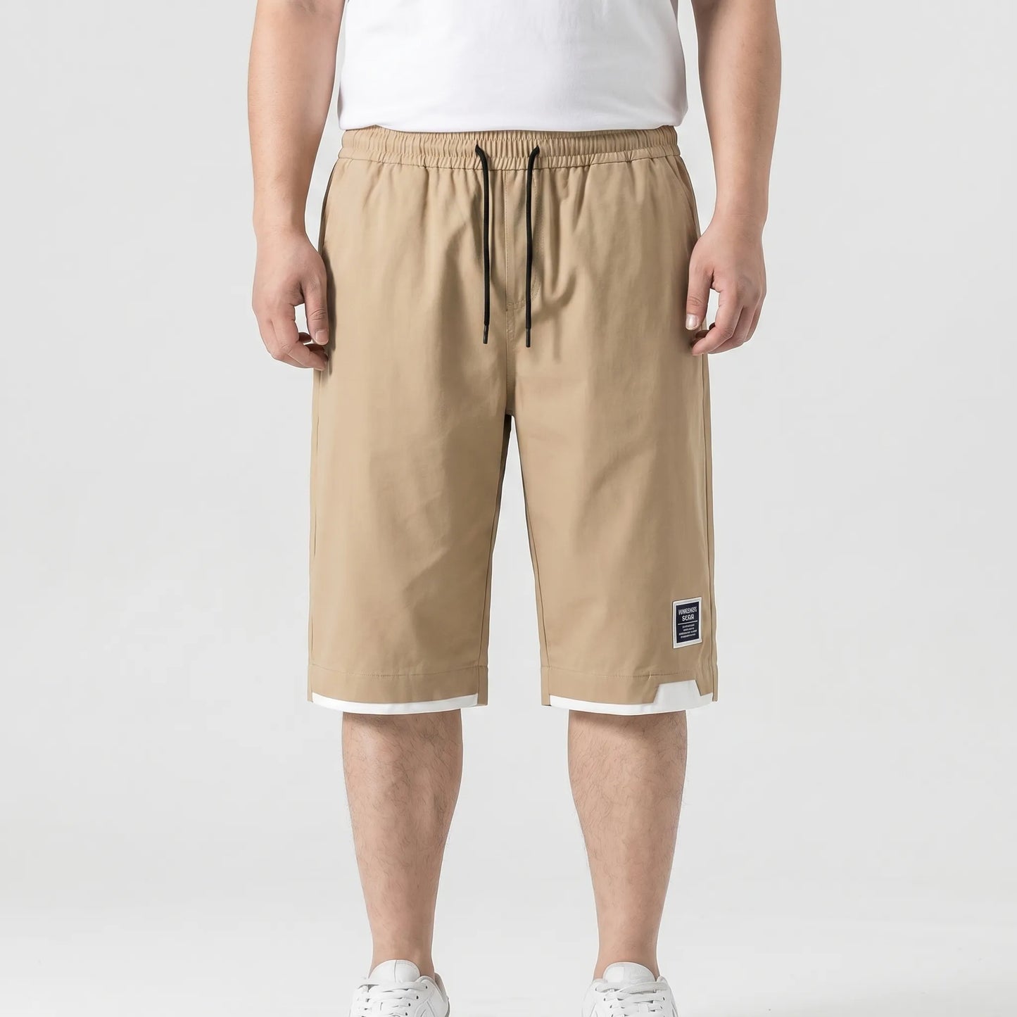 Plus-Size Drawstring Calf Shorts - Domingo