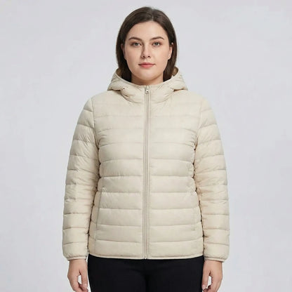 Plus-Size Insulated Zip-Up Jacket - Rose