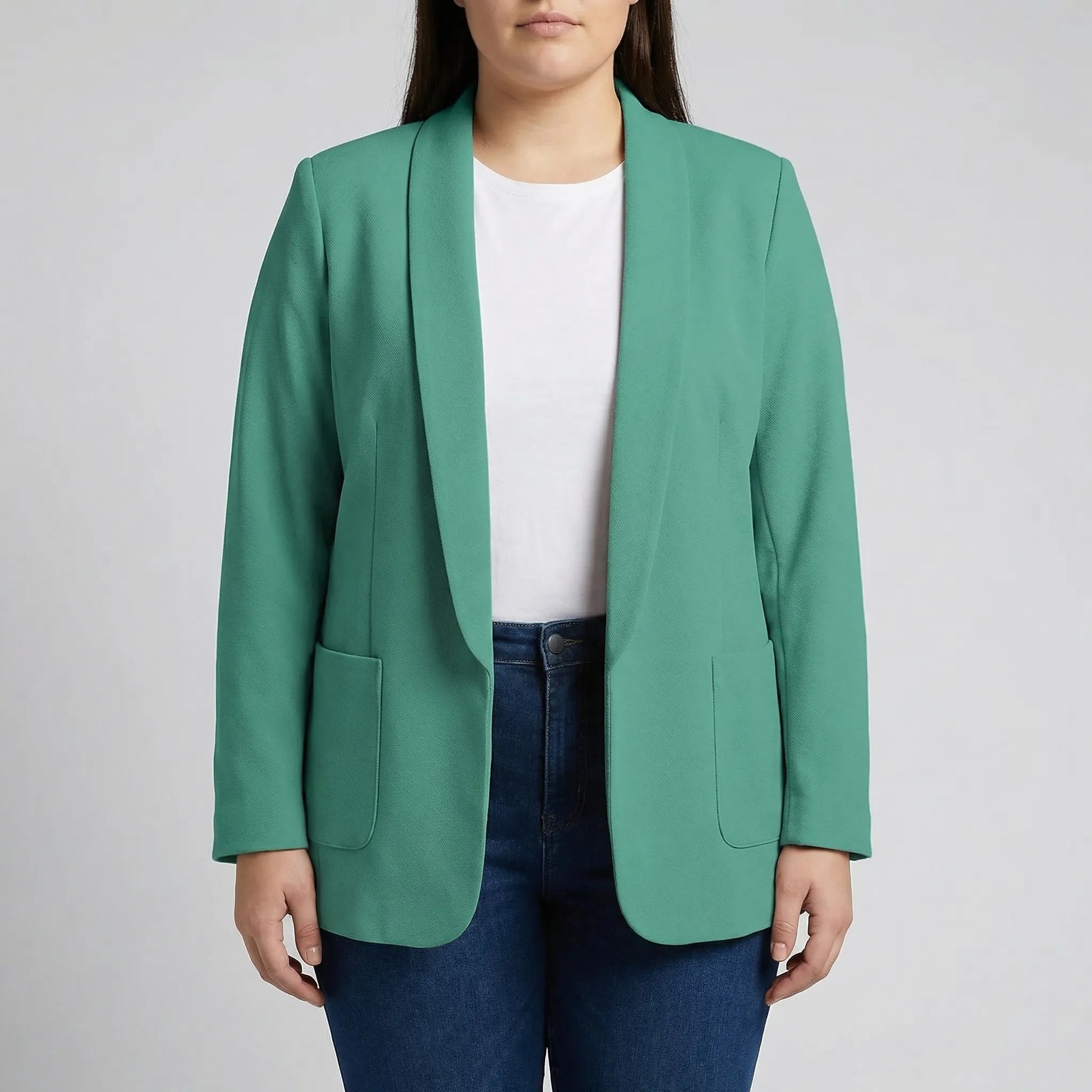 Plus Size Open-Front Lapel Blazer - Louise